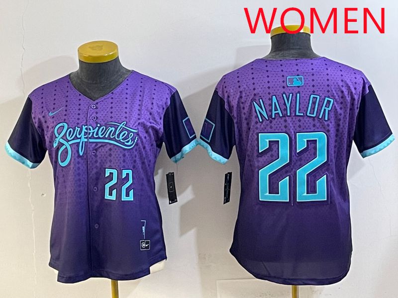 Women 2025 Arizona Diamondback 22 Naylor Purple Joint Name Nike MLB Jersey style 6